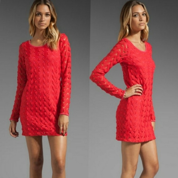 Free People red crocheted minidress small - Picture 2 of 5